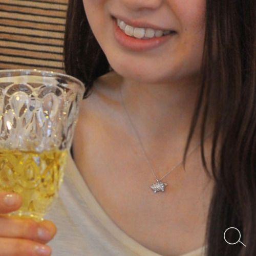 ブタのダイヤモンドパヴェペンダントネックレス チェーン付き 誕生石 4月 PT900 K18 K10対応の画像