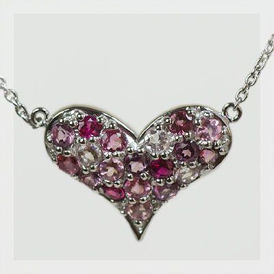 マルチカラーハートパヴェペンダント“ボルドー”（チェーン付き） 春色ピンク PT900 K18 K10対応