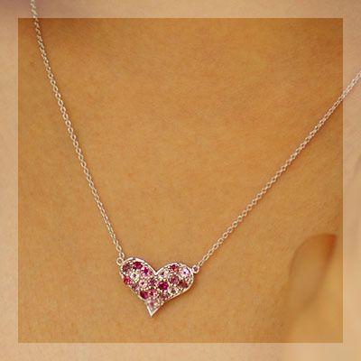 マルチカラーハートパヴェペンダント“ボルドー”（チェーン付き） 春色ピンク PT900 K18 K10対応の画像