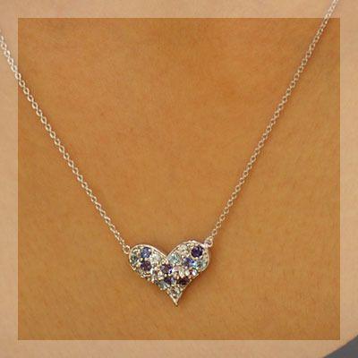 マルチカラーハートパヴェペンダント“エーゲ海”（チェーン付き） PT900 K18 K10対応の画像