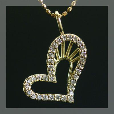 オーロ ダイヤモンド オープンハート ペンダントトップ 誕生石 4月