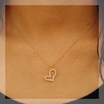 オーロ ダイヤモンド オープンハート ペンダントトップ 誕生石 4月