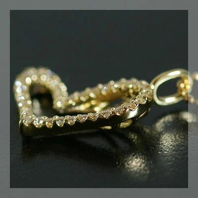 オーロ ダイヤモンド オープンハート ペンダントトップ 誕生石 4月