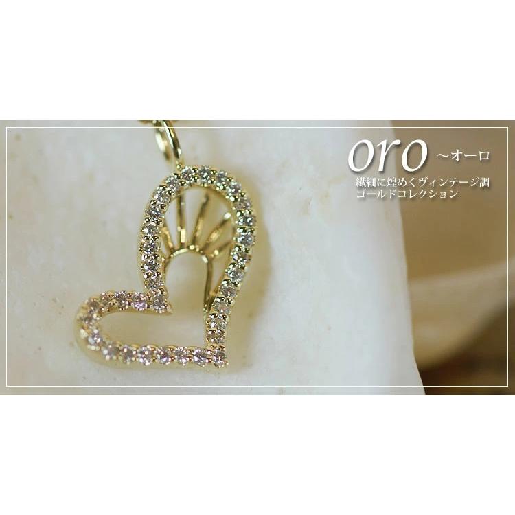 オーロ ダイヤモンド オープンハート ペンダントトップ 誕生石 4月