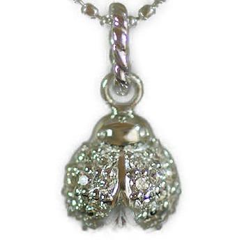 天然ダイヤモンド0.12☆18金ペンダントトップ てんとう虫 ダイヤモンドペンダントトップ チェーン無し 誕生石 4月