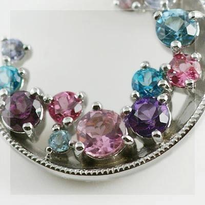 ルナ 月　マルチカラーペンダントトップ“モナコ” チェーン無し PT900 K18 K10対応の画像