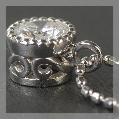 鑑定カード付き ダイヤモンド ミル打ち ペンダント チェーン付き PT900 K18 K10対応 誕生石 4月の画像
