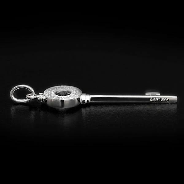 ローズカットダイヤモンド ラウンドキー ペンダントトップ 誕生石 4月 PT900 K18 K10対応の画像