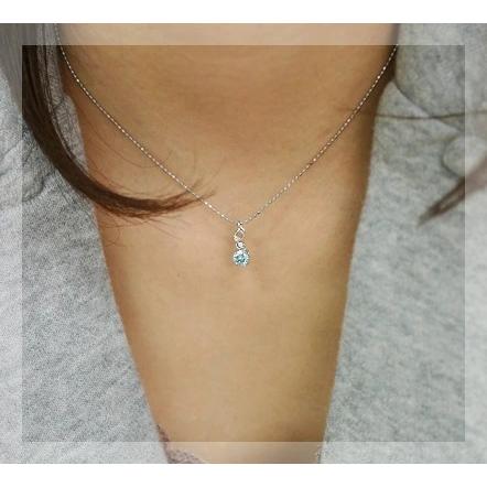ブルージルコン ヴィーナスライン”ダイヤモンドペンダントトップ 誕生石 4月 PT900 K18 K10対応の画像