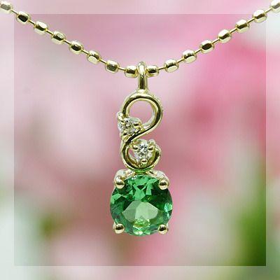 グリーンガーネット ヴィーナスライン”ダイヤモンドペンダントトップ 誕生石 1月 PT900 K18 K10対応 | 