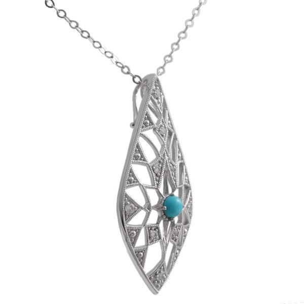 レディース ペンダント ターコイズ トルコ石 ホワイトトパーズ