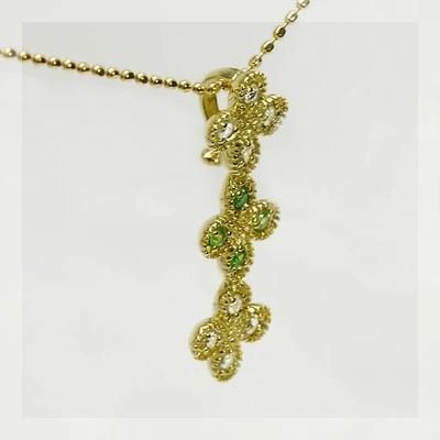 デマントイド ローズカットダイヤモンドクロシェペンダントトップ 誕生石 4月 PT900 K18 K10対応の画像
