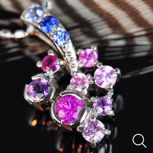 マルチカラー サファイア ダイヤモンドk18pg ネックレストップ