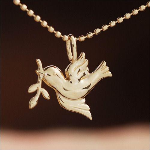 K18 ペンダントトップ 鳩とオリーブ チェーン無し おしゃれ