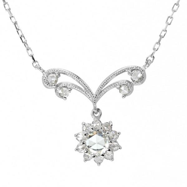 パリュール ローズカットダイヤモンド ペンダント ネックレス チェーン付 PT900 K18 K10対応 | 