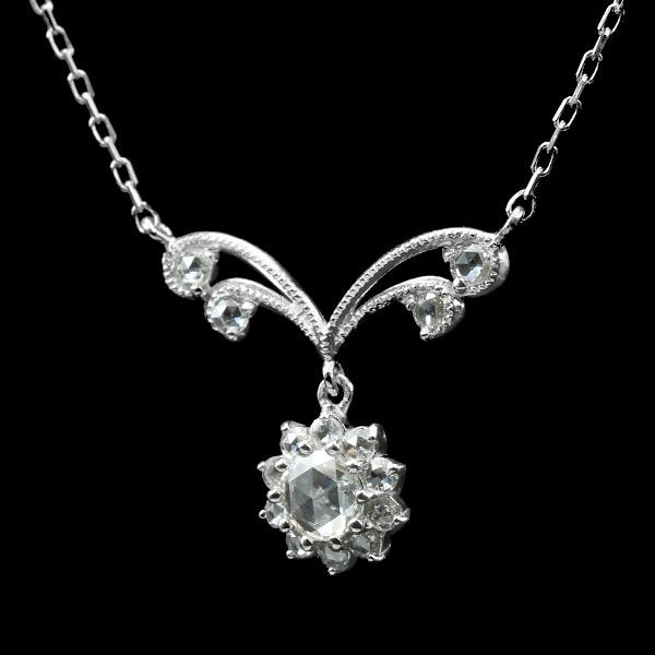 パリュール ローズカットダイヤモンド ペンダント ネックレス チェーン付 PT900 K18 K10対応 |  | 02