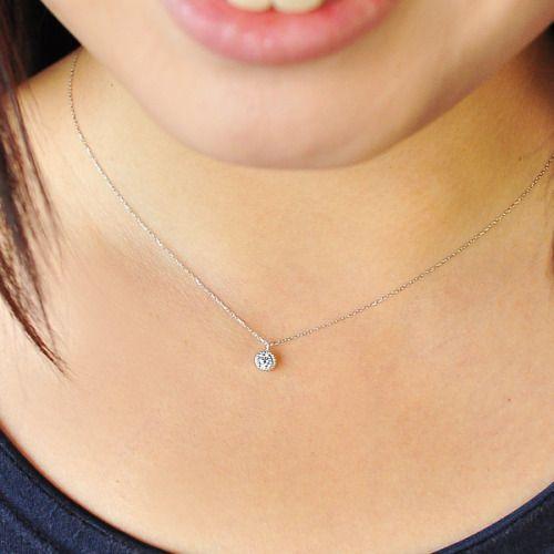 ダイヤモンド ネックレス シェルタ K18 1粒 プチネックレス 0.20ct Ｈカラー SI-2 鑑定カード付 チェーン変更可 誕生石 4月 ギフト プレゼント 女性の画像