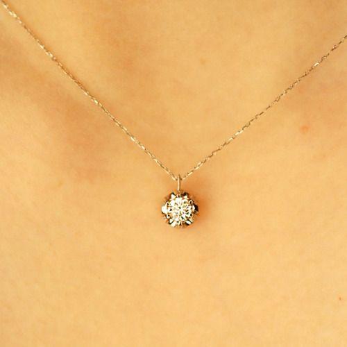 ネックレス シェルタ K18 1粒 プチネックレス 0.30ct Ｈカラー SI-2 鑑定カード付 チェーン付 誕生石 4月 ギフト プレゼント 女性の画像