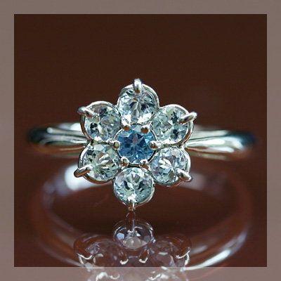 最大30%OFF 詰込福袋開催中 優雅に咲き誇る”アクアマリン スカイブルートパーズ フラワーデザインリング PT900 K18 K10対応 誕生石 3月 11月