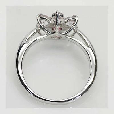 [ハッピーモティーフ]ピンクトルマリン モルガナイト フラワーデザインリング PT900 K18 K10対応 誕生石 10月 春色ピンクの画像