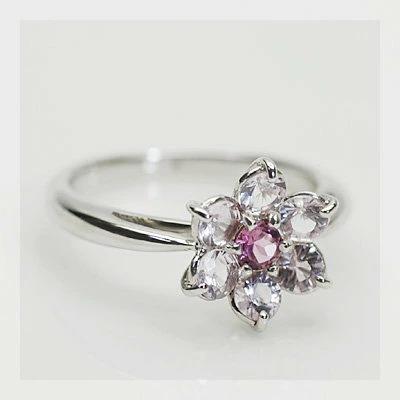 [ハッピーモティーフ]ピンクトルマリン モルガナイト フラワーデザインリング PT900 K18 K10対応 誕生石 10月 春色ピンクの画像