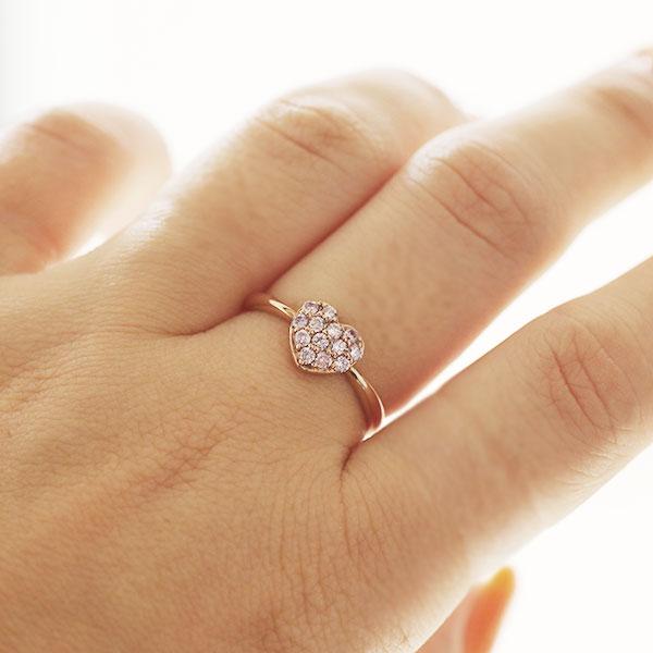 限定１本 K10PG ピンクダイヤモンド ハート リング ベリーショコラ Berry Chocola 11号 サイズ変更承ります 誕生石4月 爆買