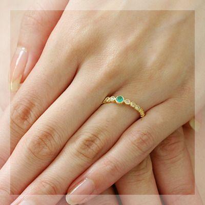 エキゾチックな鮮やかさ エメラルド ローズカットダイヤモンド アンティーク リング  PT900 K18 K10対応の画像