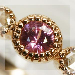 ピンクサファイア ローズカットダイヤモンド アンティーク リング