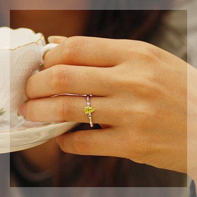 華やかな輝きレモンカラー カナリートルマリン ドラマティック”リング PT900 K18 K10対応 誕生石 10月の画像