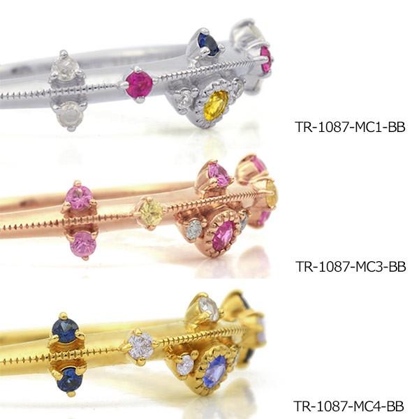 カラーサファイア ダイヤモンドリング principessa  PT900 K18 K10対応 誕生石 4月 9月の画像