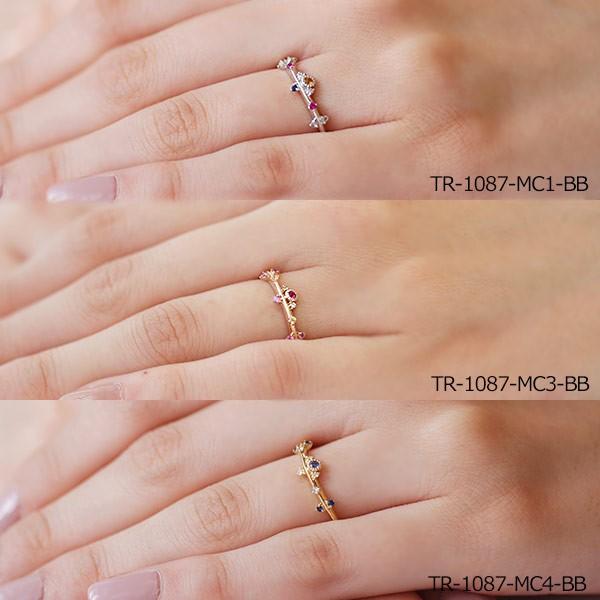 カラーサファイア ダイヤモンドリング principessa  PT900 K18 K10対応 誕生石 4月 9月の画像