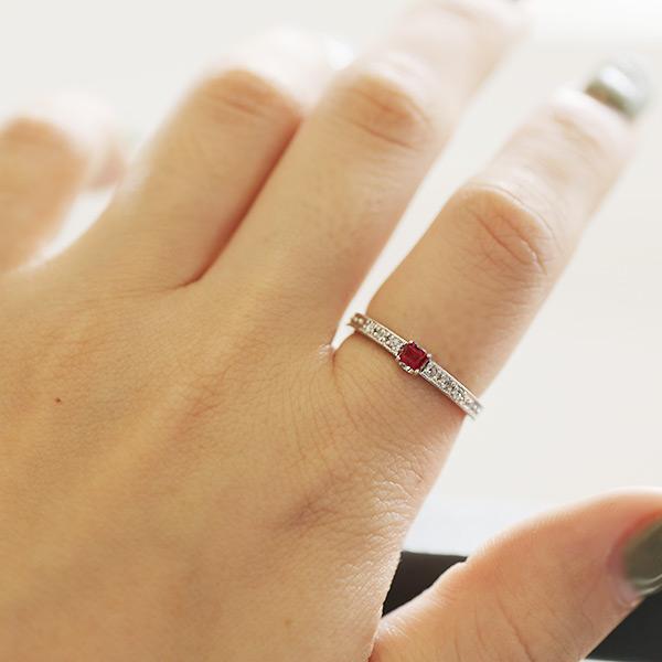 レッドベリルプラチナリング0.09ct 13号