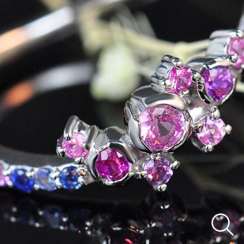 トワイライト マルチカラーサファイアリング PT900 K18 K10対応 誕生石