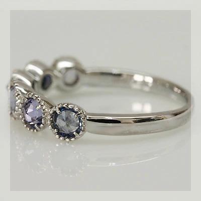 P10％中 ローズカットブルーサファイアアンティークリング 誕生石 9月