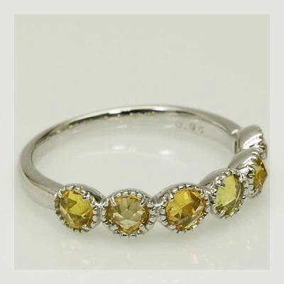 ローズカットイエローサファイアアンティークリング 誕生石 9月 PT900 K18 K10対応の画像
