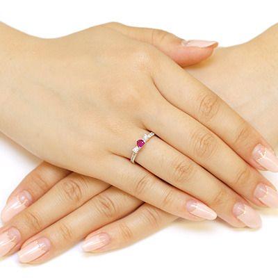 王道リボン ルビー ダイヤモンドリング PT900 K18 K10対応 誕生石 4月