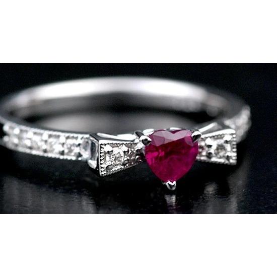 王道リボン ルビー ダイヤモンドリング PT900 K18 K10対応 誕生石 4月