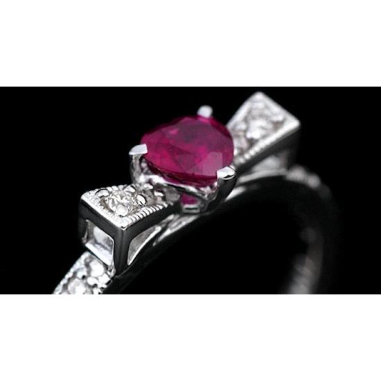 王道リボン ルビー ダイヤモンドリング PT900 K18 K10対応 誕生石 4月