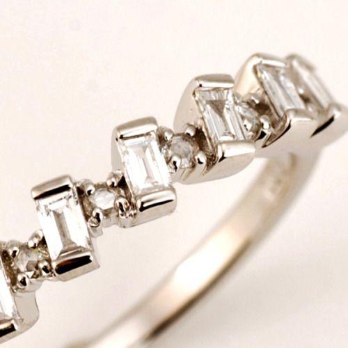 バゲットカットダイヤモンド ローズカットダイヤモンド リング PT900 K18 K10対応  誕生石 4月の画像