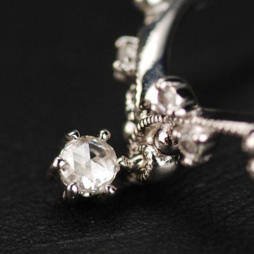 ローズカット ダイヤモンド ピンキーリング ゆらめく雫のリング