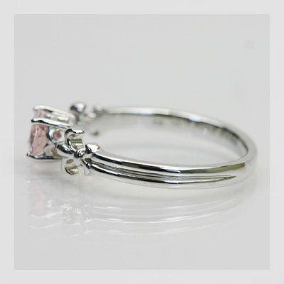 モルガナイト トップカラー リリー デコール リング PT900 K18 K10対応 春色ピンクの画像