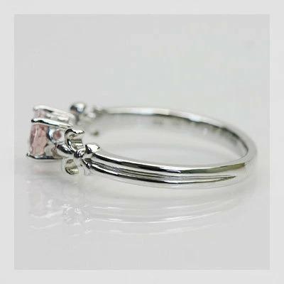モルガナイト トップカラー リリー デコール リング PT900 K18 K10対応 春色ピンクの画像