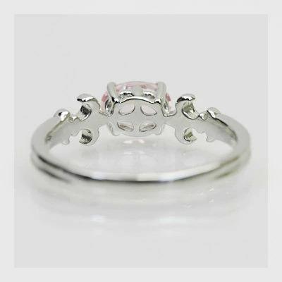モルガナイト トップカラー リリー デコール リング PT900 K18 K10対応 春色ピンクの画像