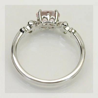 モルガナイト トップカラー リリー デコール リング PT900 K18 K10対応 春色ピンクの画像