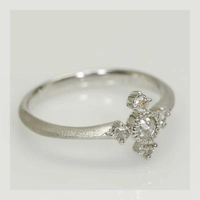 ローズカットダイヤモンド ゴシッククロス リング PT900 K18 K10対応の画像
