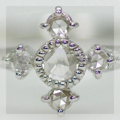 ローズカットダイヤモンド ゴシッククロス リング PT900 K18 K10対応の画像