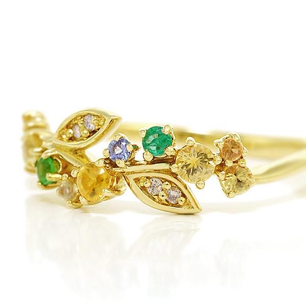 P+10％中 イエローサファイア エメラルド ダイヤモンドリング サマーローズ 誕生石 4月 5月 9月 PT900 K18 K10対応 |  | 01