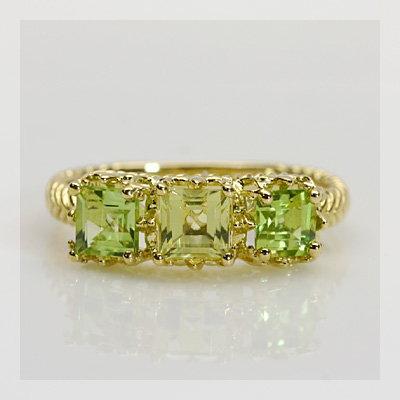 ペリドット レモンクォーツ オープンワークリング 誕生石 8月 PT900 K18 K10対応の画像
