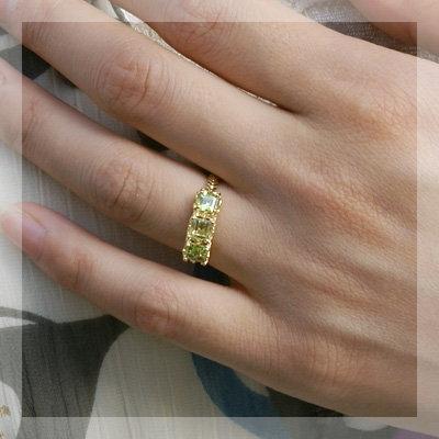 ペリドット レモンクォーツ オープンワークリング 誕生石 8月 PT900 K18 K10対応の画像