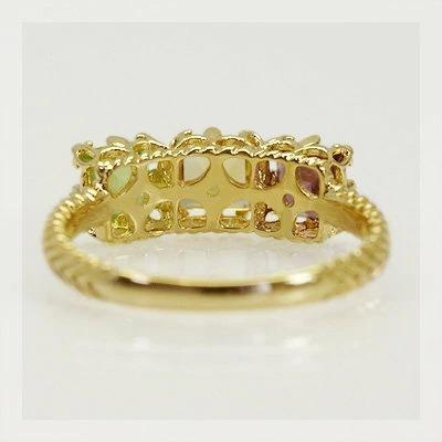 ロードライトガーネット シトリン ペリドット オープンワークリング 誕生石 1月 8月 11月 PT900 K18 K10対応の画像